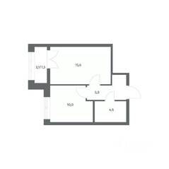 ЖК «NEWПИТЕР», планировка 1-комнатной квартиры, 36.74 м²