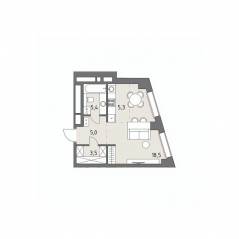 ЖК «Родина Парк», планировка студии, 37.60 м²