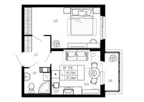 МЖК «Аннино Сити», планировка 1-комнатной квартиры, 37.26 м²