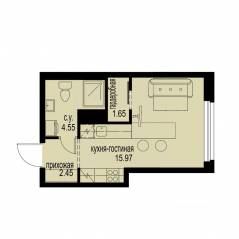 ЖК «ID Murino III», планировка студии, 24.62 м²