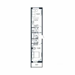 ЖК «Полис ЛАВрики», планировка 1-комнатной квартиры, 38.00 м²