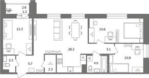 ЖК «Антверпен», планировка 3-комнатной квартиры, 84.30 м²