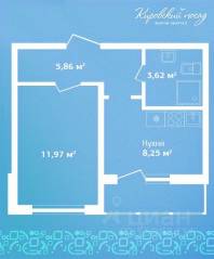 ЖК «Кировский Посад», планировка 1-комнатной квартиры, 29.70 м²