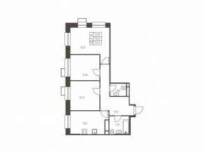 ЖК «Новая Ивантеевка», планировка 3-комнатной квартиры, 70.90 м²