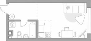 ЖК «Тринити-3», планировка студии, 30.42 м²