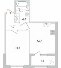 МЖК «Дубровский», планировка 1-комнатной квартиры, 40.35 м²