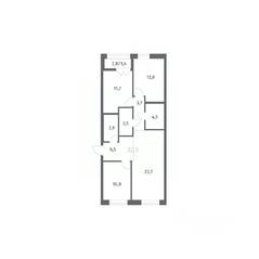 ЖК «NEWПИТЕР», планировка 3-комнатной квартиры, 81.66 м²