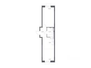 ЖК «Пятницкие Луга», планировка 1-комнатной квартиры, 43.84 м²