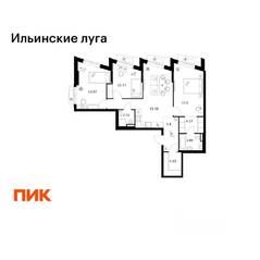 ЖК «Ильинские луга», планировка 3-комнатной квартиры, 84.24 м²