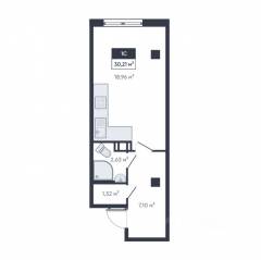 ЖК «Ромашки», планировка студии, 29.40 м²