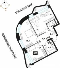 ЖК «Интеллигент», планировка 3-комнатной квартиры, 67.00 м²