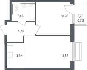 ЖК «Рублевский Квартал», планировка 1-комнатной квартиры, 36.60 м²