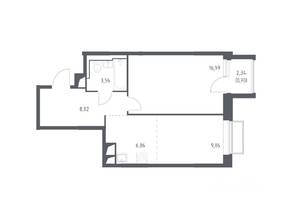 ЖК «Долина Яузы», планировка 1-комнатной квартиры, 46.90 м²