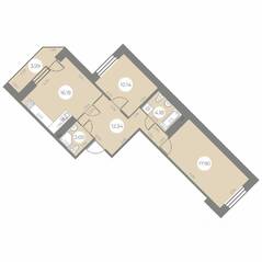 ЖК «Огни Залива», планировка 2-комнатной квартиры, 65.82 м²