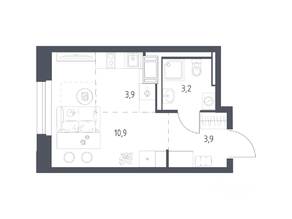 ЖК «Мытищи Парк», планировка студии, 22.20 м²