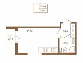 МЖК «Новая история», планировка студии, 25.19 м²