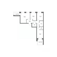 ЖК «NEWПИТЕР», планировка 3-комнатной квартиры, 78.55 м²