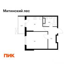 ЖК «Митинский лес», планировка 1-комнатной квартиры, 37.90 м²
