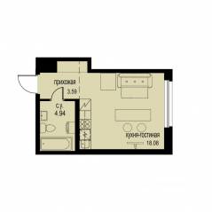 ЖК «ID Murino III», планировка студии, 26.61 м²