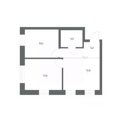 ЖК «NEWПИТЕР», планировка 2-комнатной квартиры, 45.10 м²