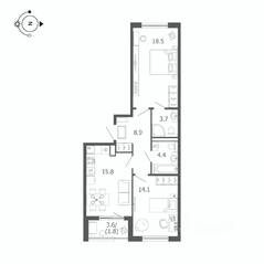 МЖК «Пулковский дом», планировка 2-комнатной квартиры, 67.20 м²