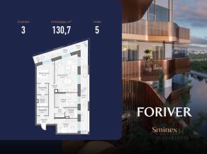 ЖК «Квартал Foriver», планировка 3-комнатной квартиры, 130.70 м²