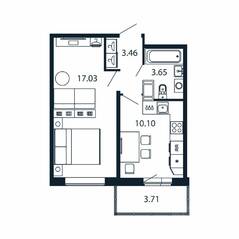ЖК «Полис ЛАВрики», планировка 1-комнатной квартиры, 33.70 м²