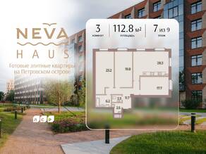 ЖК «Neva Haus», планировка 3-комнатной квартиры, 112.80 м²