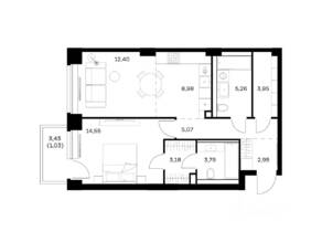 ЖК «Nova», планировка 1-комнатной квартиры, 61.16 м²