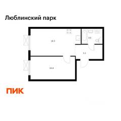 ЖК «Люблинский парк», планировка 1-комнатной квартиры, 41.40 м²