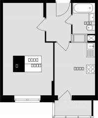 ЖК «Красная горка», планировка 1-комнатной квартиры, 39.30 м²