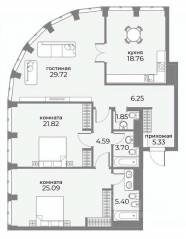 Апарт-комплекс «Sky View», планировка 3-комнатной квартиры, 126.30 м²