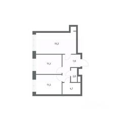 ЖК «NEWПИТЕР», планировка 2-комнатной квартиры, 56.25 м²