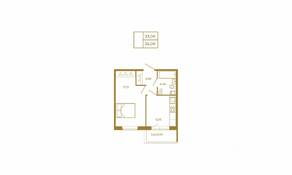 МЖК «Новая история», планировка 1-комнатной квартиры, 35.00 м²