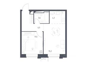 Апарт-комплекс «Верейская 41», планировка 1-комнатной квартиры, 41.34 м²