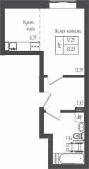 ЖК «Зеленый Оазис-Город», планировка студии, 32.23 м²