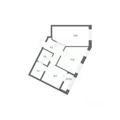 ЖК «NEWПИТЕР», планировка 2-комнатной квартиры, 61.73 м²