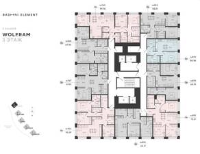ЖК «Bashni Element», планировка 2-комнатной квартиры, 58.81 м²