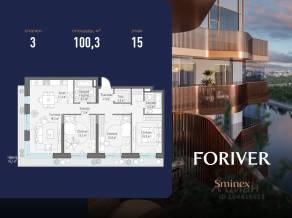 ЖК «Квартал Foriver», планировка 3-комнатной квартиры, 100.30 м²