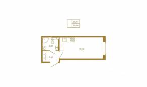 МЖК «Новая история», планировка студии, 25.44 м²