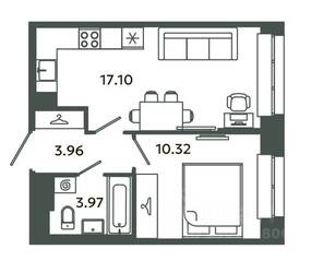 ЖК «Загляденье», планировка 1-комнатной квартиры, 35.35 м²