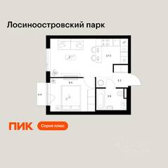 ЖК «Лосиноостровский парк», планировка 1-комнатной квартиры, 34.30 м²