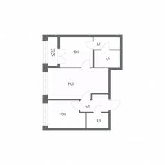 ЖК «NEWПИТЕР», планировка 2-комнатной квартиры, 57.87 м²