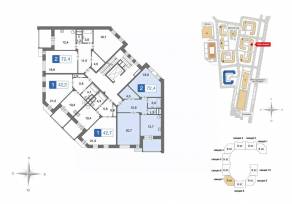 ЖК «Ново-Никольское», планировка 2-комнатной квартиры, 72.70 м²