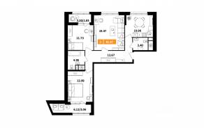 ЖК «Планерный квартал», планировка 3-комнатной квартиры, 81.87 м²