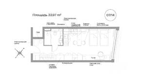 Апарт-комплекс «Well Московский», планировка 1-комнатной квартиры, 34.00 м²