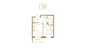 МЖК «Новая история», планировка 1-комнатной квартиры, 35.97 м²
