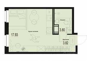 ЖК «ID Murino III», планировка студии, 25.55 м²