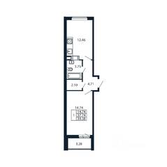 ЖК «Полис ЛАВрики», планировка 1-комнатной квартиры, 38.94 м²