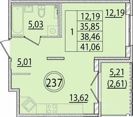 МЖК «Образцовый квартал 15», планировка 1-комнатной квартиры, 35.85 м²